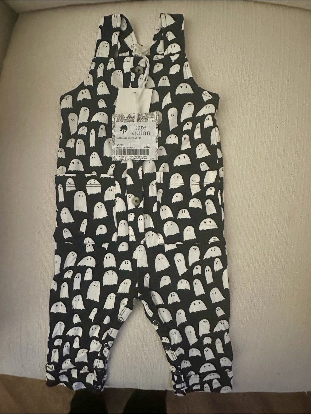 Kate Quinn Black and White Ghost Button Pocket Overall